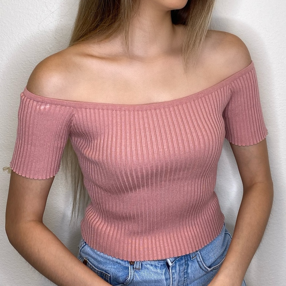 Off the shoulder knit top